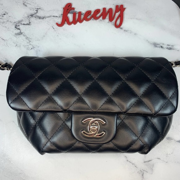 ❌❌ CHANEL Uniform CC calfskin leather black quilted Bumbag waist crossbody bag - Picture 3 of 15